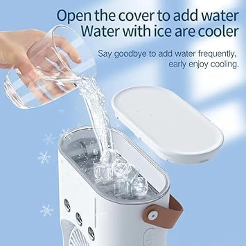 Double End Mini Air Cooler Fan | Air Mist Spray Cooler Fan | Portable Air Conditioner Fan | Mini Evaporate Air Cooler with 7 Colors LED Light | 3 Wind Speeds and 3 Spray Modes Cooler Fan
