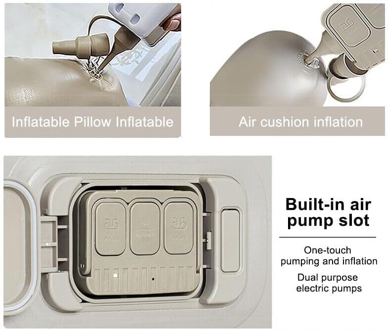 Inflatable Blow Up Air Bed Mattress Sofa with Pump, Pillow & Storage Bag PU Leatherette 2 Seater Inflatable Sofa (Color - Khakhi, DIY(Do-It-Yourself))