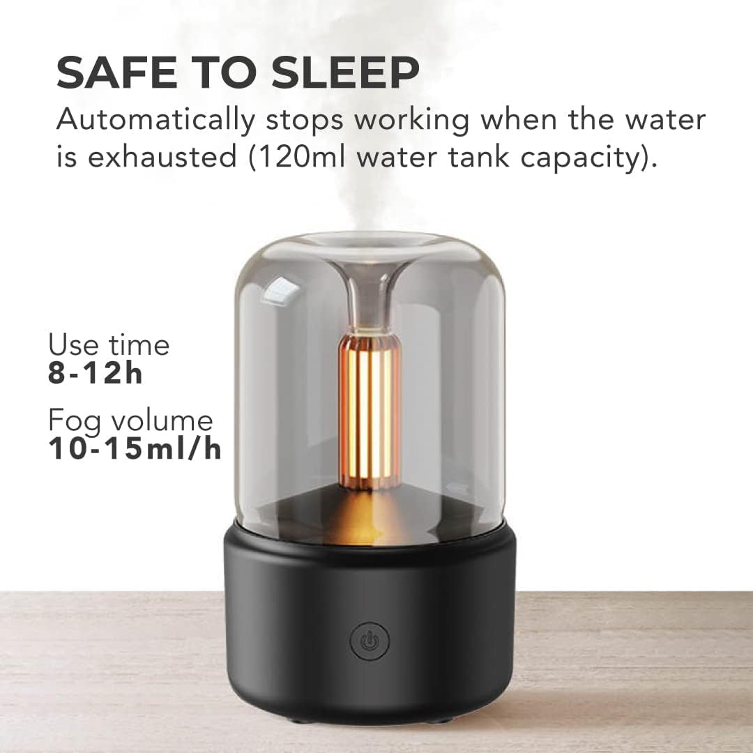 Air Diffuser, Candlelight Humidifier, Portable Essential Oil Diffuser Noiseless Waterless Auto-Off Protection for Spa,Home,Yoga,Office,Bedroom