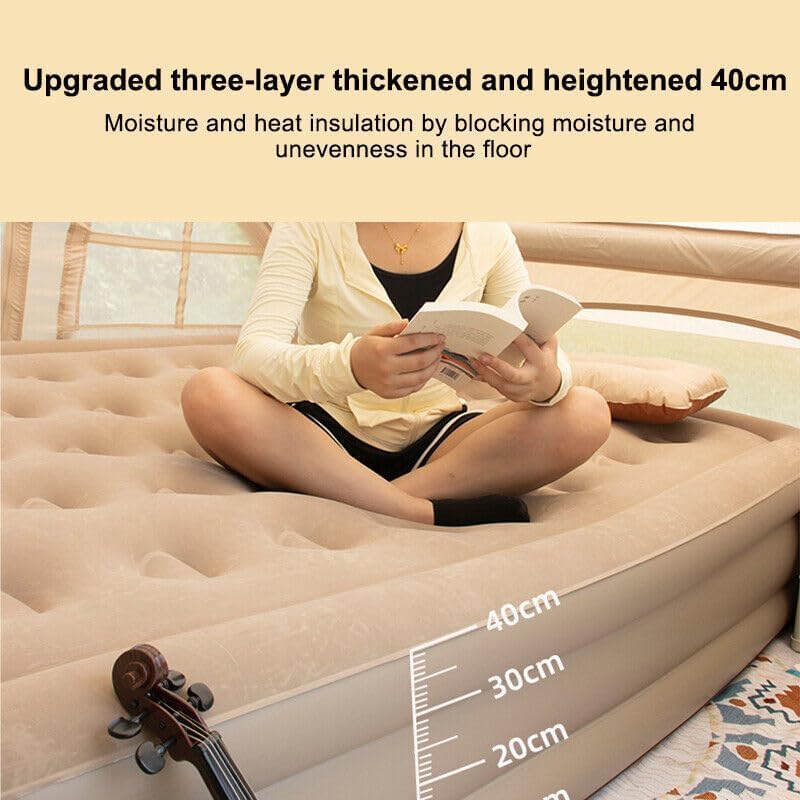 Inflatable Blow Up Air Bed Mattress Sofa with Pump, Pillow & Storage Bag PU Leatherette 2 Seater Inflatable Sofa (Color - Khakhi, DIY(Do-It-Yourself))