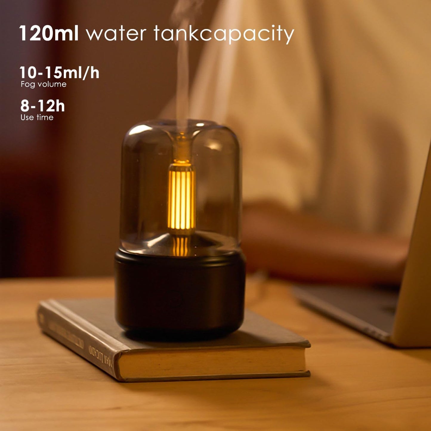 Air Diffuser, Candlelight Humidifier, Portable Essential Oil Diffuser Noiseless Waterless Auto-Off Protection for Spa,Home,Yoga,Office,Bedroom