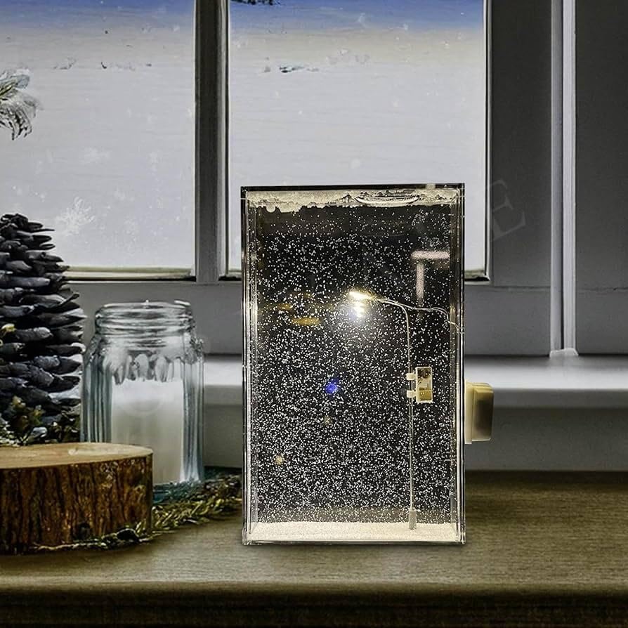 Snowfall Lamp, Street Light Snow Globe, Handmade DIY Snow Scenery Night Light, Christmas Desktop Decor for Birthday, Make Your Own Christmas Night Light, Snowflake Lamp for Family and Kids