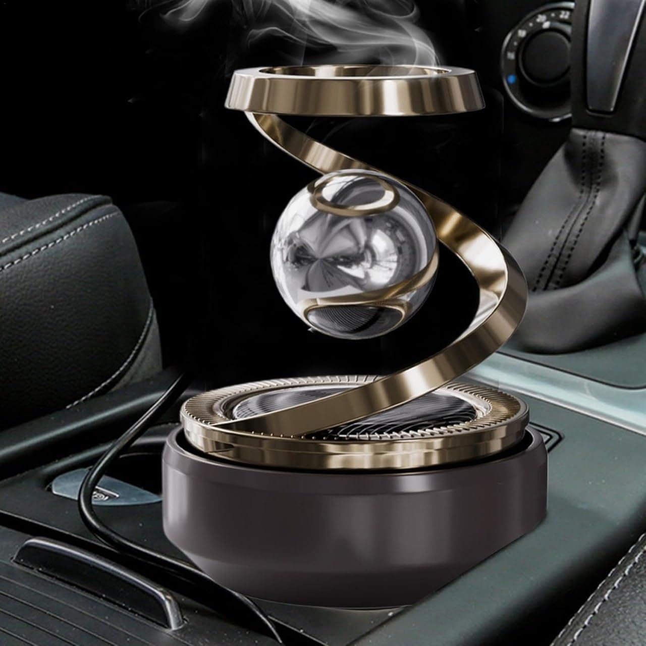 Solar Rotating Car Air Freshener-Refillable Aromatherapy Diffuser & Eco-Friendly Dashboard Air Purifier with Stylish Auto-Rotation, Solar-Powered Fragrance Diffuser for Car Interior