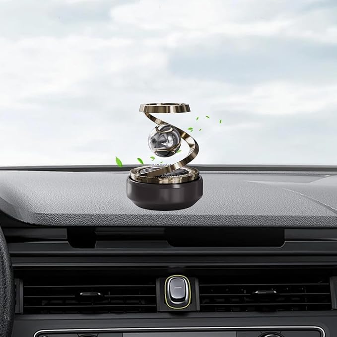 Solar Rotating Car Air Freshener-Refillable Aromatherapy Diffuser & Eco-Friendly Dashboard Air Purifier with Stylish Auto-Rotation, Solar-Powered Fragrance Diffuser for Car Interior