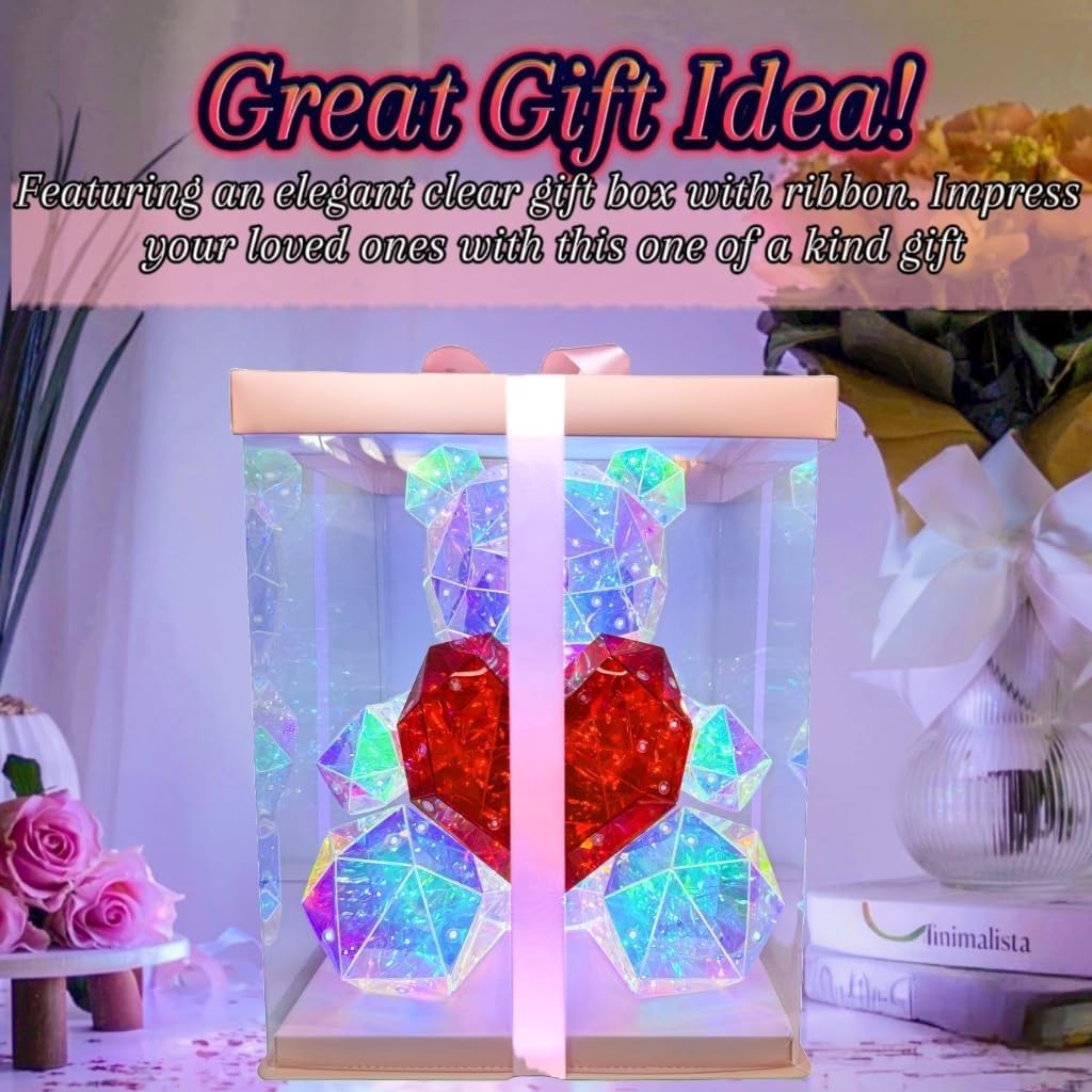 Glowing Teddy Bear Night Light with Heart Night Lamp for Bedroom, Night Lamp for Kids, Cute Teddy Bear Night Lamp, Kids Room Decor, Birthday Gifts, Lamp for Kids, USB Powered