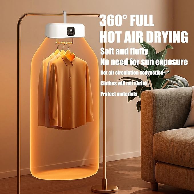 Portable Clothes Dryer On Store For Apartment, RV, Travel - Premium Mini Dryer Machine For Light Clothes, Underwear, Baby Clothes - Foldable With Timer, Sturdy, Quick and Easy To Use
