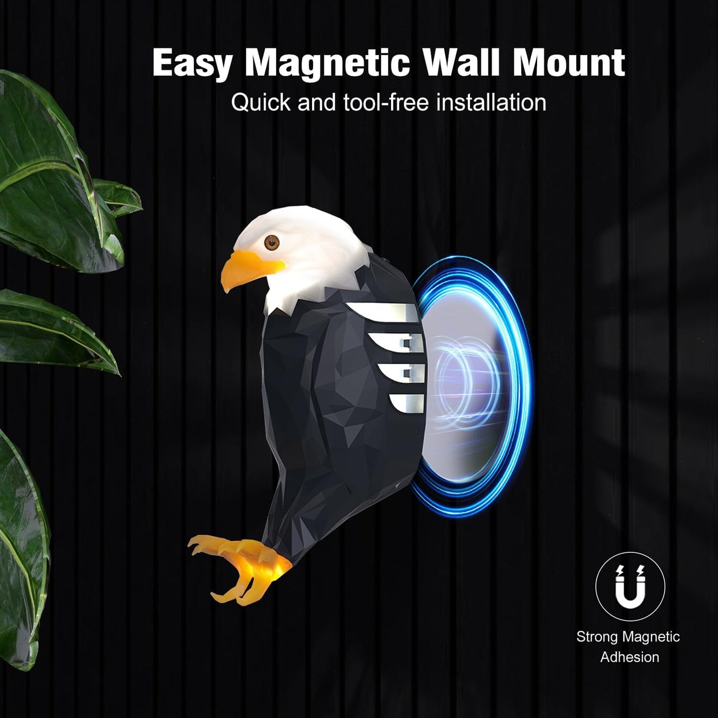 Eagle Wall Light, 3D Spread Wings Owl Wall Light, LED Resin Creative Animal Statue, Magnetic Wall Eagle Lamp, Cool Home Decoration Lamp for Bedroom Living Room Hallway