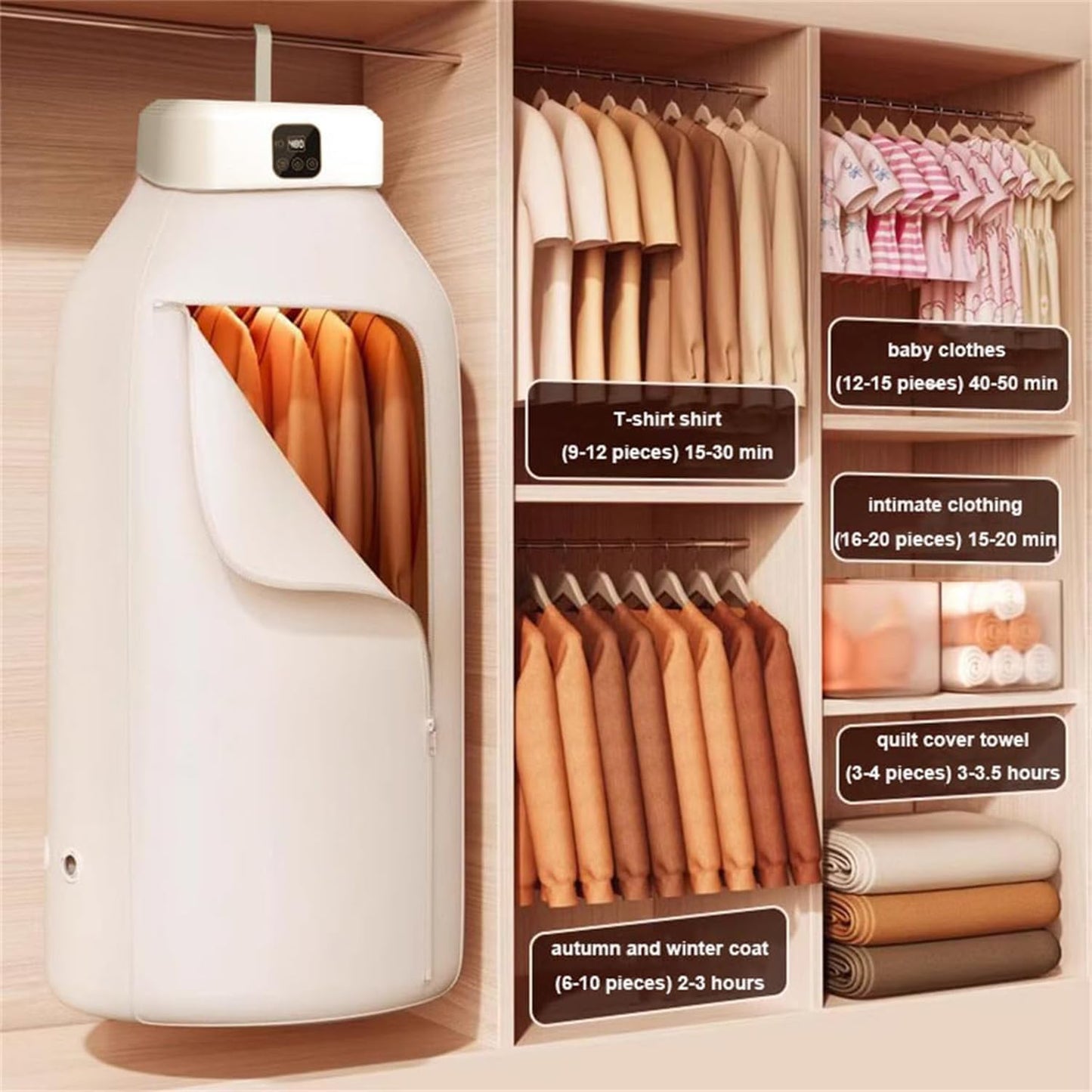 Portable Clothes Dryer On Store For Apartment, RV, Travel - Premium Mini Dryer Machine For Light Clothes, Underwear, Baby Clothes - Foldable With Timer, Sturdy, Quick and Easy To Use
