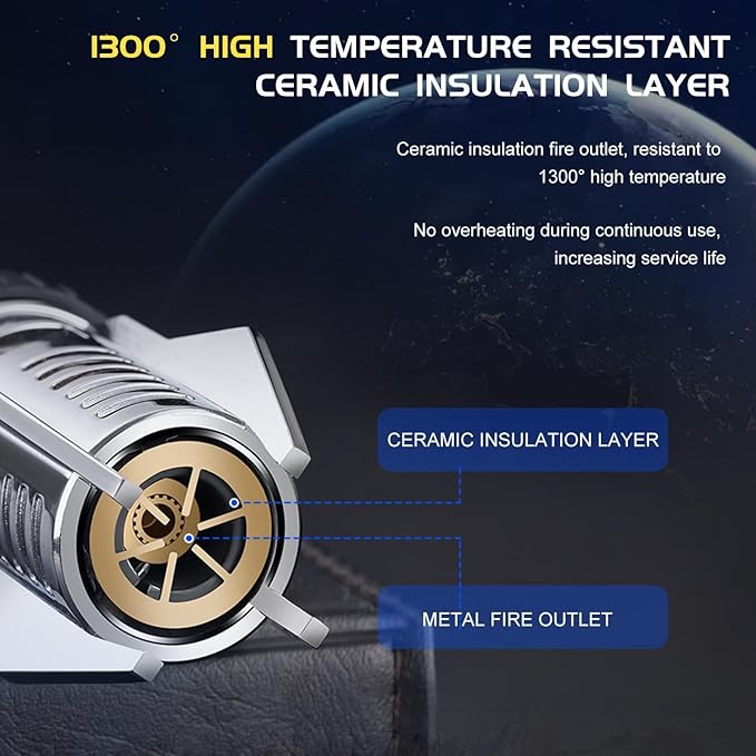 Jet Flame Lighter,Bright Fire Lighter with Safety Lock and Adjustable Flame, Refillable Butane Gas Windproof Jet Flame Cool Lighters for Candles Campfires BBQ Baking, Camping, Gift.