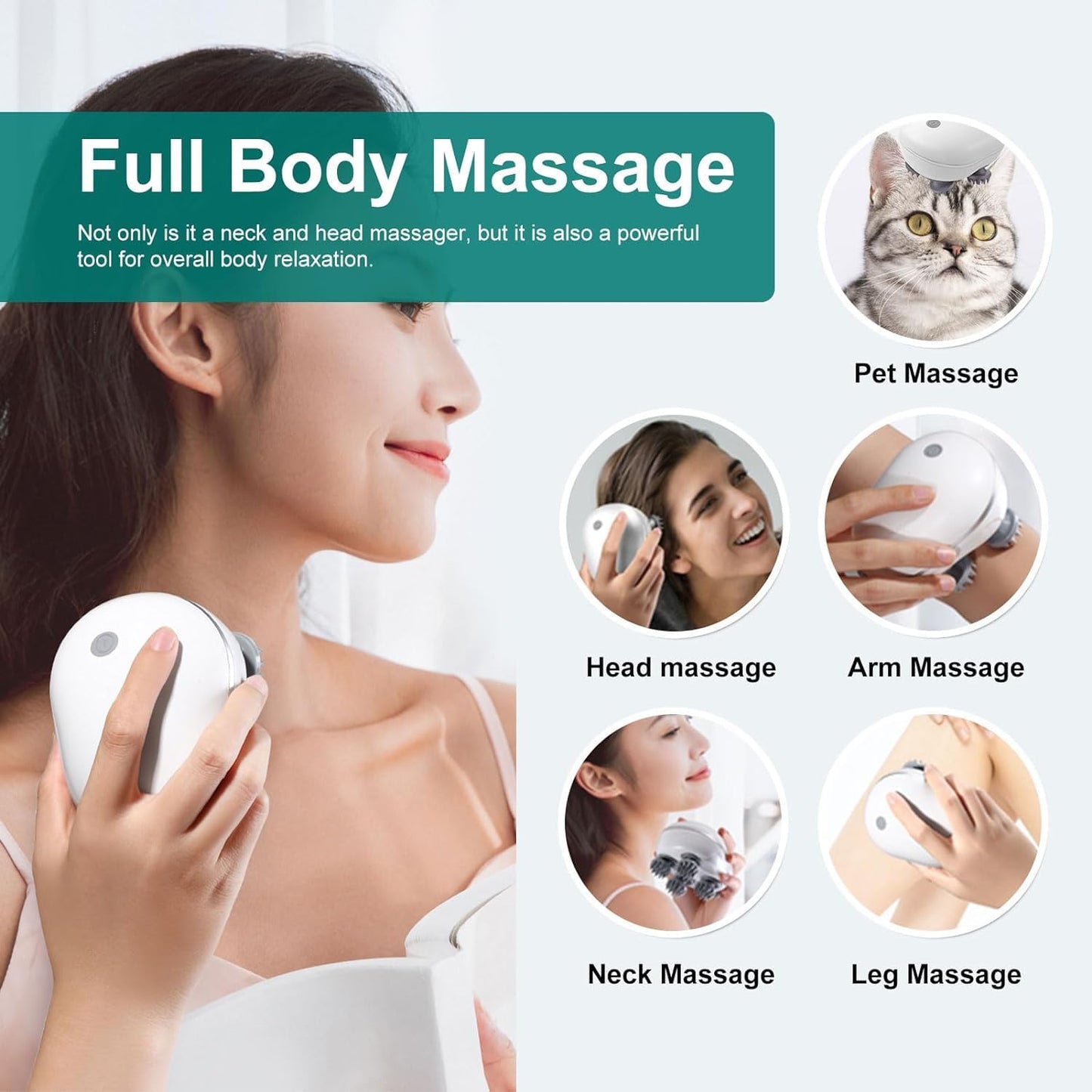 Electric Head,Scalp Massager | Advance Red Light Therapy for Boost Hair Growth, Hair Fall Control, Scalp Therapy | 3 Speed Mode Handheld,Portable,Scalp Scratcher Body Massage for Hair Growth,Deep Clean & Stress Relaxation