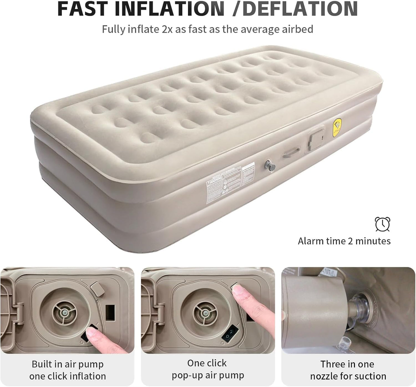 Inflatable Blow Up Air Bed Mattress Sofa with Pump, Pillow & Storage Bag PU Leatherette 2 Seater Inflatable Sofa (Color - Khakhi, DIY(Do-It-Yourself))