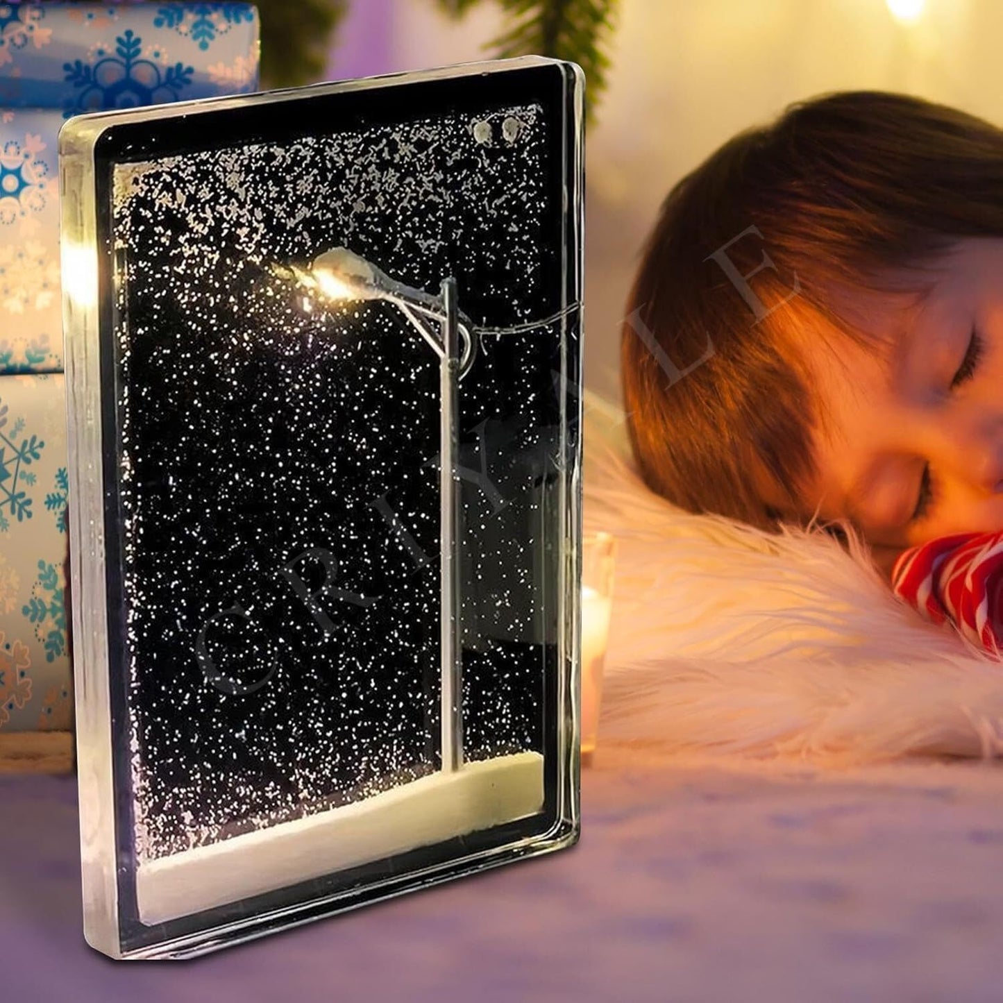 Snowfall Lamp, Street Light Snow Globe, Handmade DIY Snow Scenery Night Light, Christmas Desktop Decor for Birthday, Make Your Own Christmas Night Light, Snowflake Lamp for Family and Kids