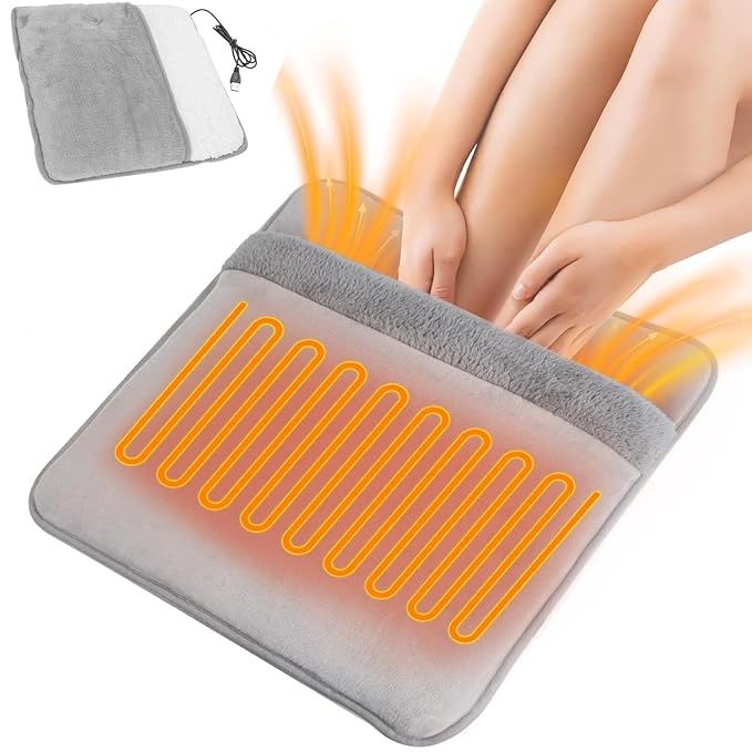 Electric Heated Foot Warmer for Men and Women, DEIZA Fast Heating, LCD Display, 3 Temperature Settings, Non-Slip, Machine Washable, Overheat Protection, 10 ft Cord, Perfect for Desk, Bed, Office (Medium-1 Pc)