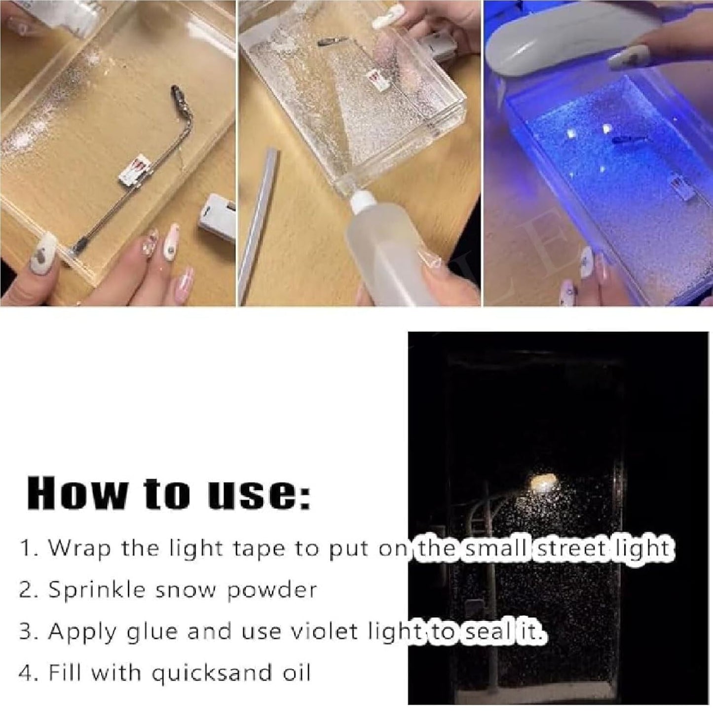 Snowfall Lamp, Street Light Snow Globe, Handmade DIY Snow Scenery Night Light, Christmas Desktop Decor for Birthday, Make Your Own Christmas Night Light, Snowflake Lamp for Family and Kids