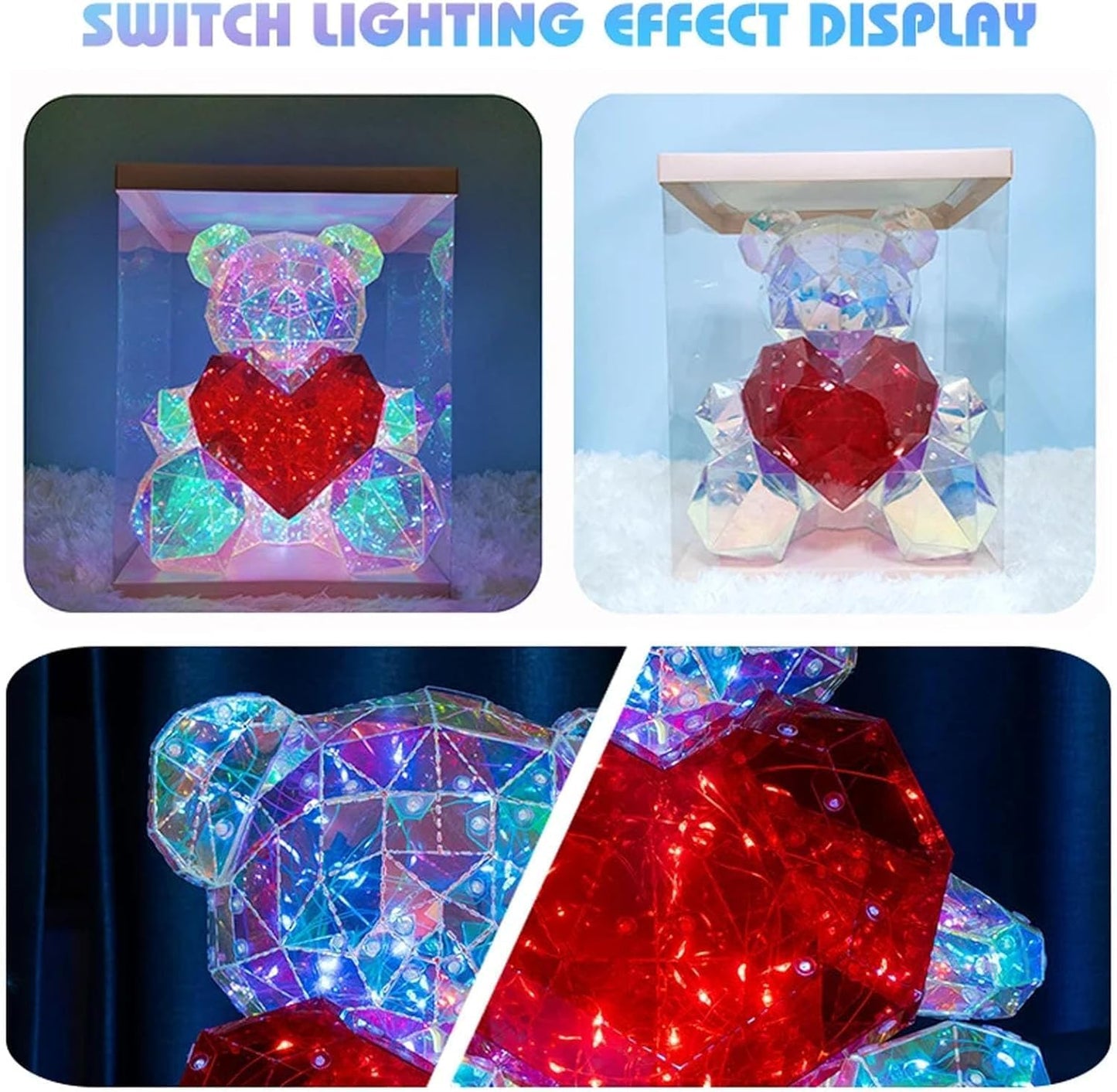 Glowing Teddy Bear Night Light with Heart Night Lamp for Bedroom, Night Lamp for Kids, Cute Teddy Bear Night Lamp, Kids Room Decor, Birthday Gifts, Lamp for Kids, USB Powered