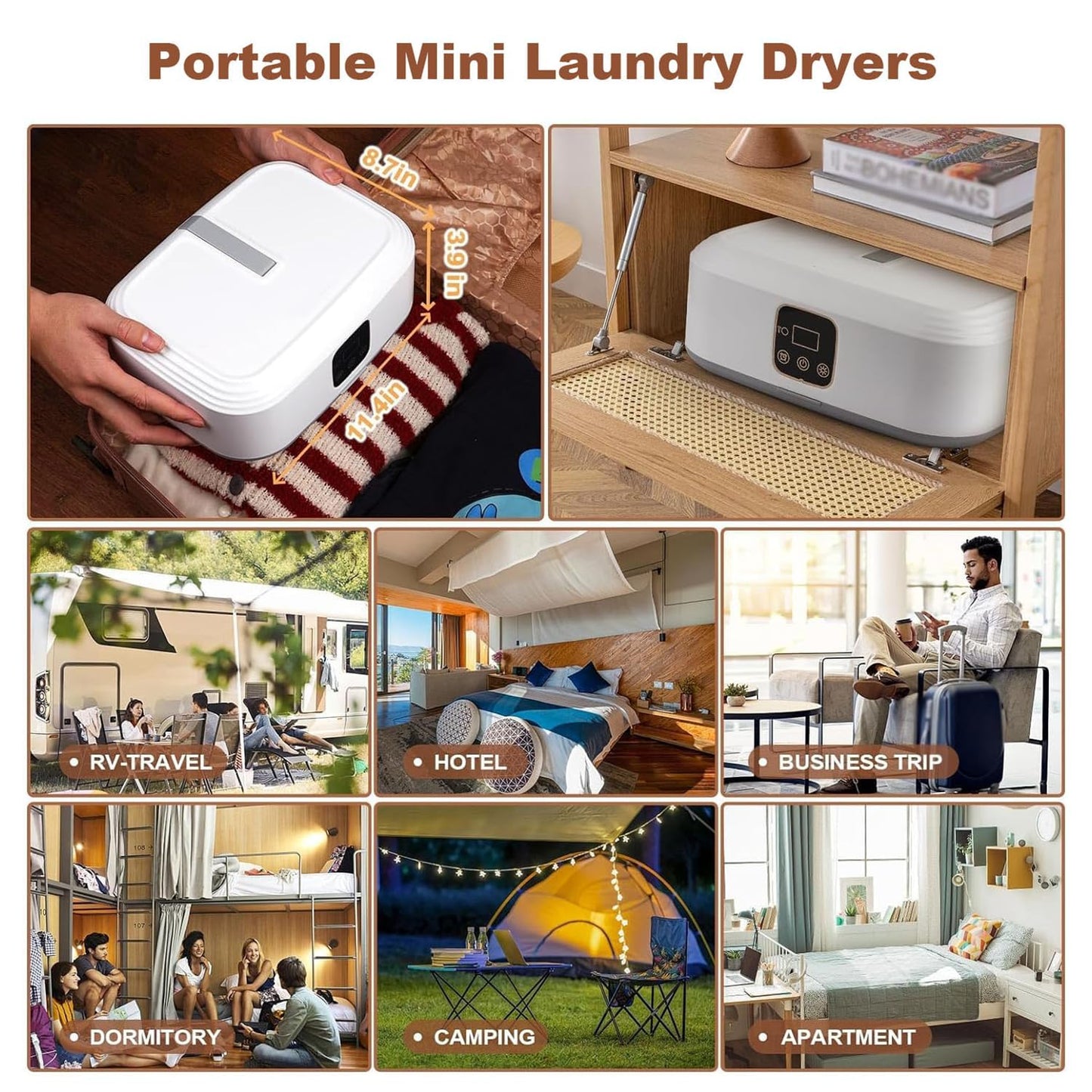 Portable Clothes Dryer On Store For Apartment, RV, Travel - Premium Mini Dryer Machine For Light Clothes, Underwear, Baby Clothes - Foldable With Timer, Sturdy, Quick and Easy To Use