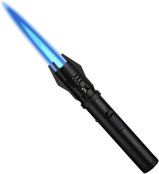 Jet Flame Lighter,Bright Fire Lighter with Safety Lock and Adjustable Flame, Refillable Butane Gas Windproof Jet Flame Cool Lighters for Candles Campfires BBQ Baking, Camping, Gift.