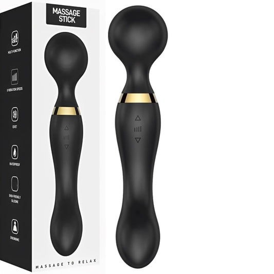 Body Massager For Pain Relief,Personal Body Massager For Women, Ergonomic Electric Handheld Dual Head Massager for Back, Travel-Friendly Massager, Rechargeable Wireless Vibration Mini Massager Black.