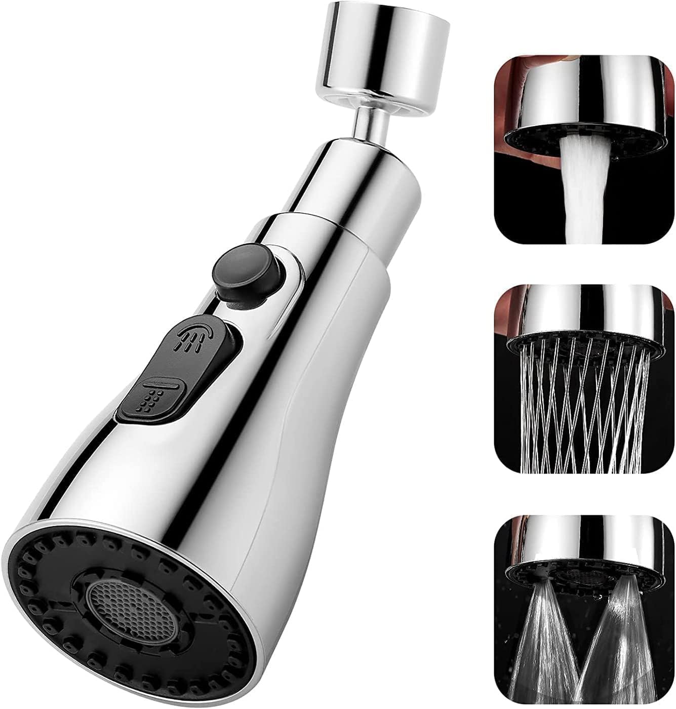 Universal Flexible Faucet Extender For Taps, Tap Extension For Kitchen Sink, Aerators For Water Tap, 360 Degree Rotating Water Faucet For Washbasin - Silver