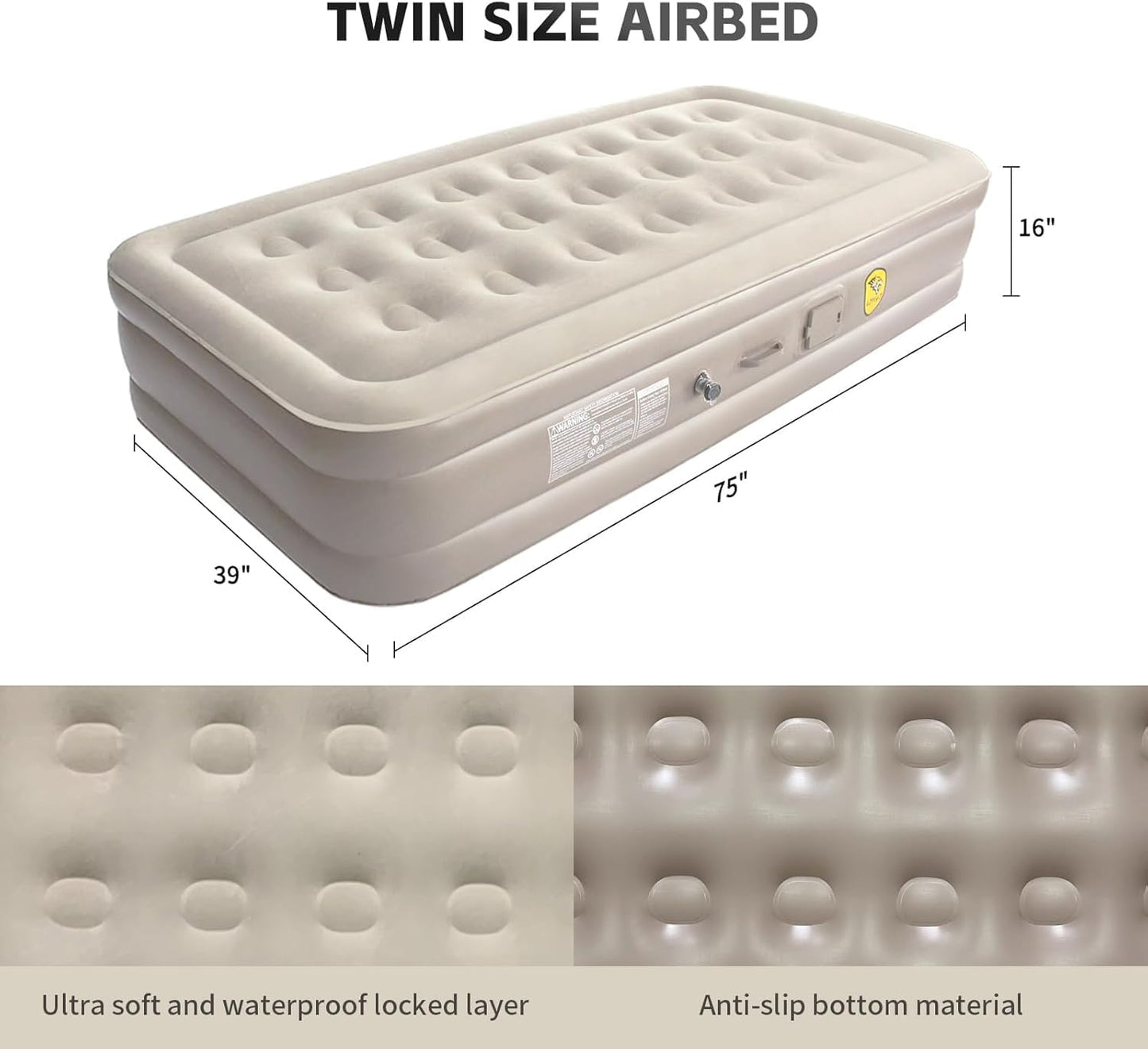 Inflatable Blow Up Air Bed Mattress Sofa with Pump, Pillow & Storage Bag PU Leatherette 2 Seater Inflatable Sofa  (Color - Khakhi, DIY(Do-It-Yourself))