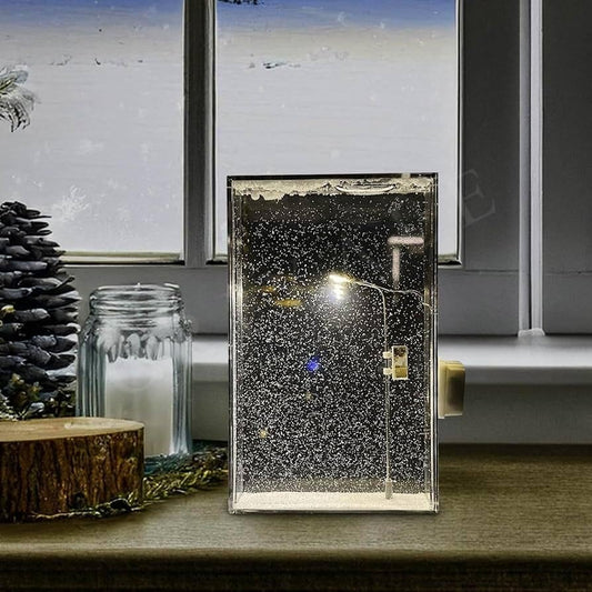 Snowfall Lamp, Street Light Snow Globe, Handmade DIY Snow Scenery Night Light, Christmas Desktop Decor for Birthday, Make Your Own Christmas Night Light, Snowflake Lamp for Family and Kids