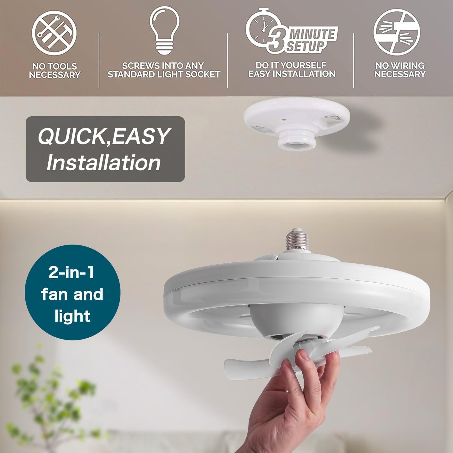 Acrylic Ceiling Fan with Led Lights and  Remote control