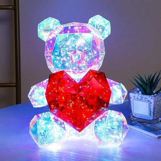 Glowing Teddy Bear Night Light with Heart Night Lamp for Bedroom, Night Lamp for Kids, Cute Teddy Bear Night Lamp, Kids Room Decor, Birthday Gifts, Lamp for Kids, USB Powered