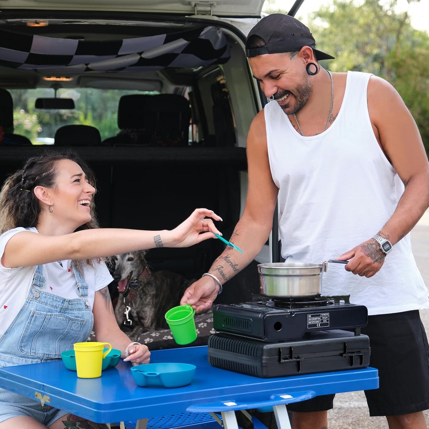 Dual Fuel Portable Gas Stove for Propane & Butane, Camping Stove with Single Burner, Propane Adapter Hose and Carrying Case Included, 7800BTUs