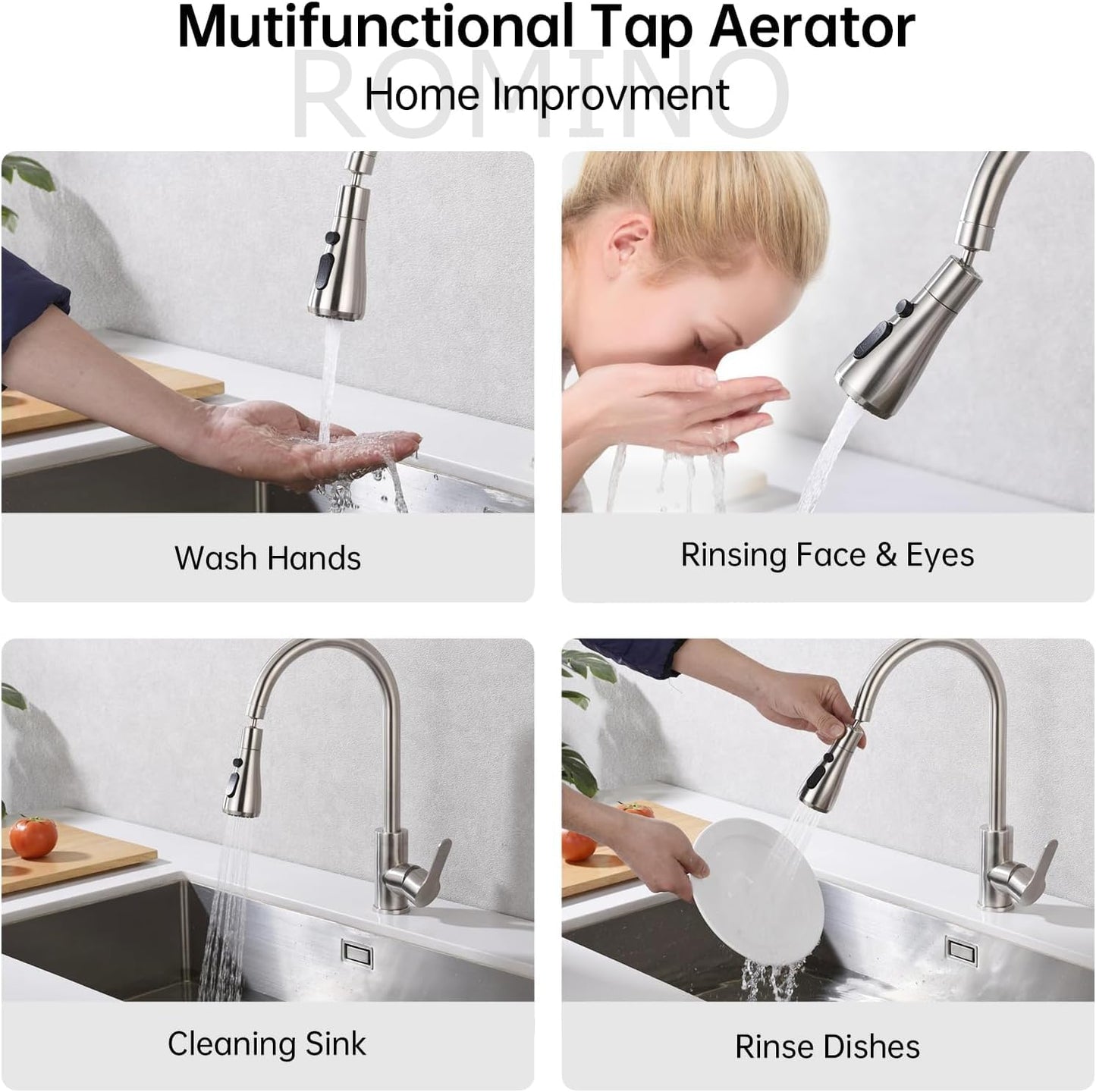 Universal Flexible Faucet Extender For Taps, Tap Extension For Kitchen Sink, Aerators For Water Tap, 360 Degree Rotating Water Faucet For Washbasin - Silver