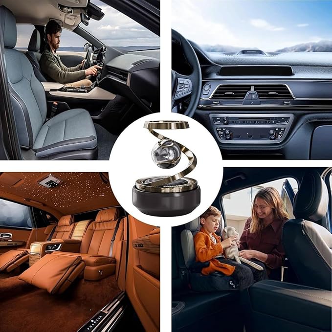 Solar Rotating Car Air Freshener-Refillable Aromatherapy Diffuser & Eco-Friendly Dashboard Air Purifier with Stylish Auto-Rotation, Solar-Powered Fragrance Diffuser for Car Interior