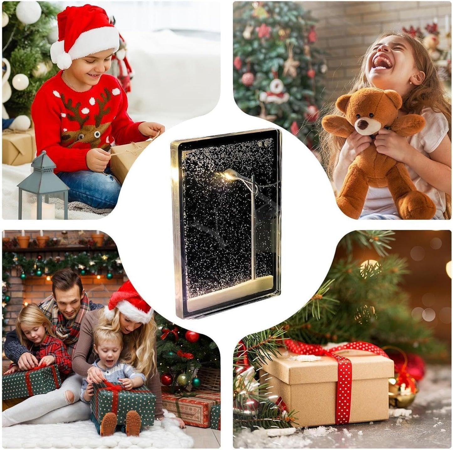 Snowfall Lamp, Street Light Snow Globe, Handmade DIY Snow Scenery Night Light, Christmas Desktop Decor for Birthday, Make Your Own Christmas Night Light, Snowflake Lamp for Family and Kids